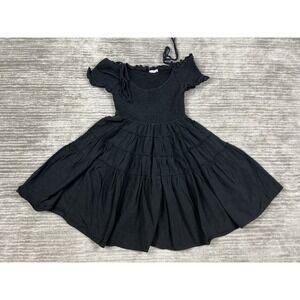 Newbury‎ Kustom Dress Womens Small Black Mini A-Line Short Sleeve Cotton